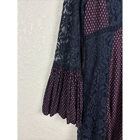 Entro Women’s Dress Size Small Blue Lace Boho Festival Feather Western Fashion‎ - Picture 4 of 9